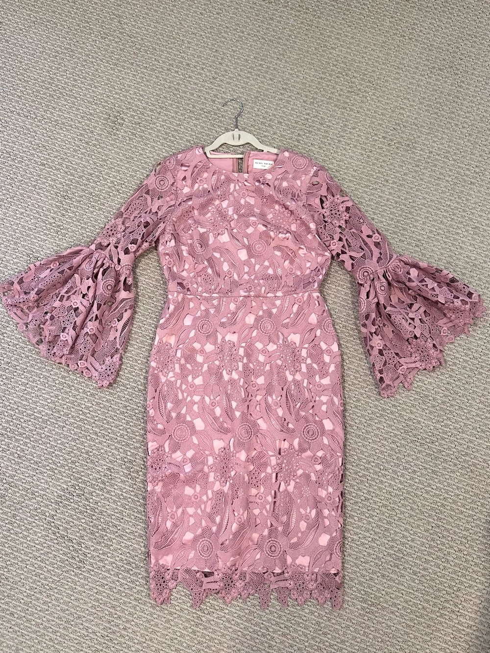 Rachel Parcell Dusty Rose Lace Bell-Sleeve Sheath Dress